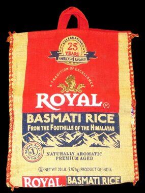 Royal Basmati Rice Burlap Tote Bag Beach Shopping Farmhouse Kitchen Decor